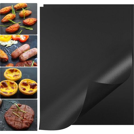Grillmatte, 40 x 30 cm Grillmatte, Antihaft-Grillpapier-Ofenmatte (2 Stück, Schwarz) (1/5)