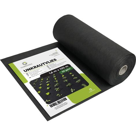 Garronda Unkrautvlies Gartenvlies 50 g/m² 1,6 m x 100 m zur Bodenabdeckung im Garten und zur Unkrautkontrolle für Beet, Wege und Untergrund als Bodenvlies wasserdurchlässig reißfest GD-0176