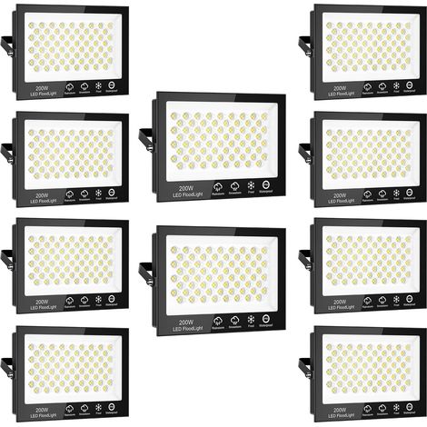 Projecteur LED Extérieur 200W 20000LM Ultra Lumineux IP65 Étanchéité 6500K pour Jardin Balconie Garage Entrepôt (1/5)