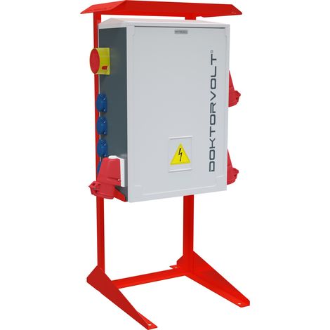 Tableau électrique de chantier OS-S/FI SET 32 A CEE MENNEKES avec prises 400 V et 230 V sur pied, disjoncteur différentiel, tableau électrique portable pour chantier, coffret électrique avec protectio (1/4)