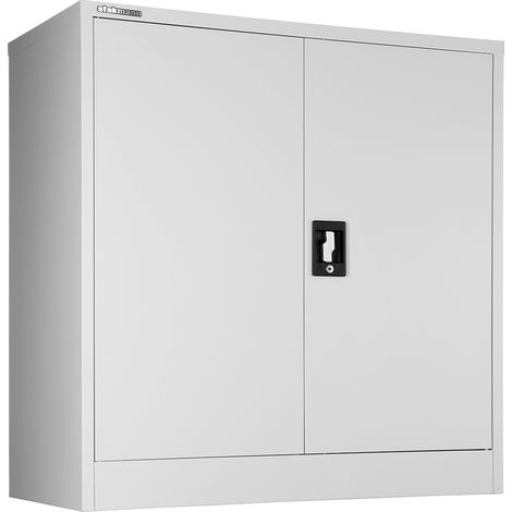 Armadietto Metallico Porta Documenti 2 Ante per Ufficio/Casa con Serratura in Acciaio Grigio (1/5)