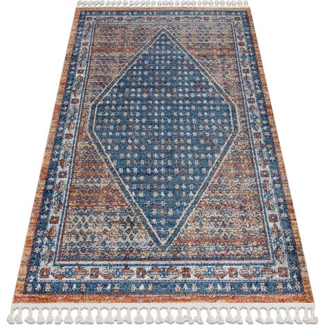 Modern Teppich BELLE BG58A dunkelblau / beige Franse  blue 200x290 cm