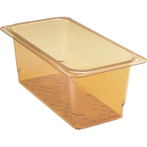 Bac égouttoir GN 1/3 - Haute température - 17.6 x 32.5 x 12.7 cm - Ambre - Lot de 6 - Cambro