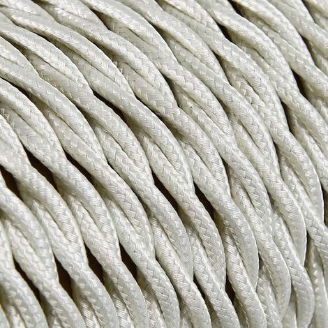 Câble Electrique Ivoire en Textile Torsadé 3x0.75mm2 - Fil Electrique Tissu