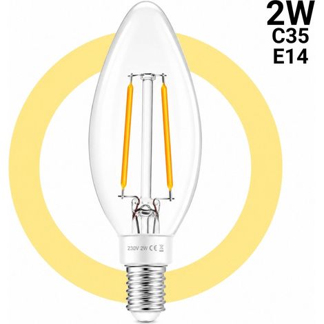 Bombilla LED Filamento Vela - E14 C35 - 2W - 3000K -