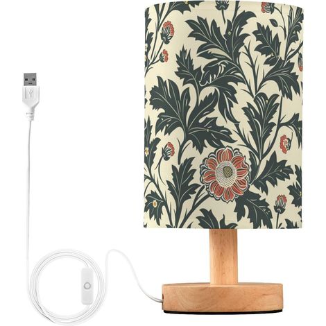 Lampes de table à fleurs sauvages rouges et vert foncé (1/4)