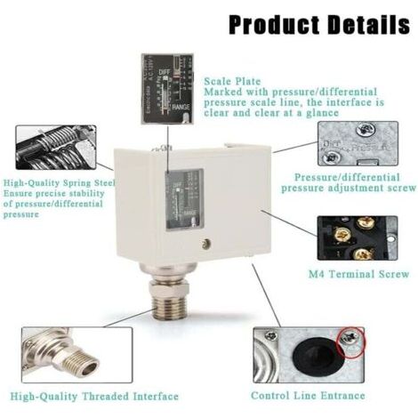 Interrupteur de commande électronique G1/4'' pour pompe à eau, compresseur, régulateur de pression et pressostat. (1/3)