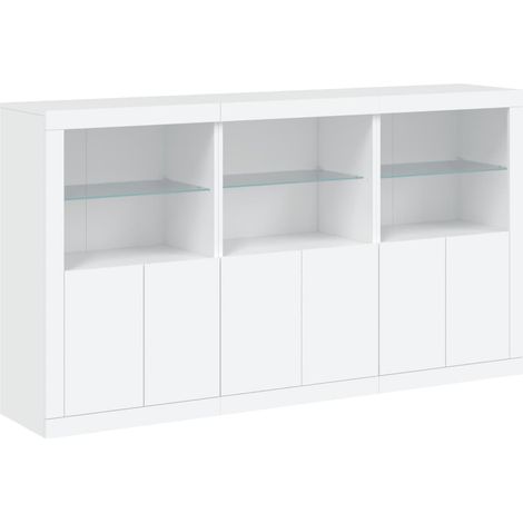 Credenza cassettiera cassettiera mobile contenitore organizer cucina soggiorno soggiorno con luci a LED 181,5 x 37 x 100 cm bianco 020029838