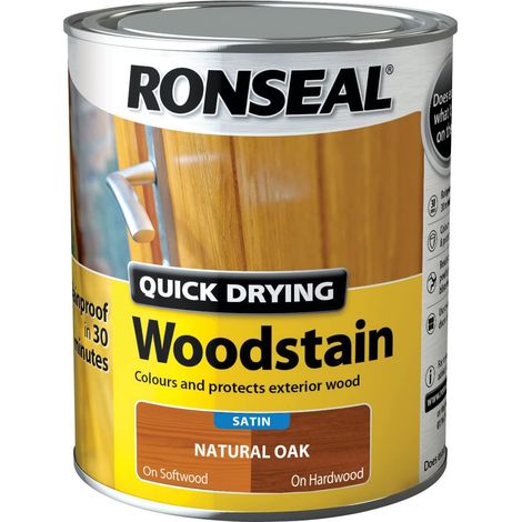 Ronseal Quick Drying Exterior Satin Woodstain in Natural Oak - 750ml