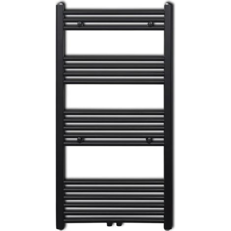 vidaXL Radiatore Centrale Portasciugamano Dritto Nero 600 x 1160 mm
