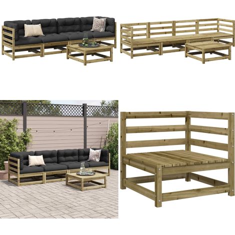 5-tlg. Garten-Sofagarnitur Kiefernholz Imprägniert - Gartenmöbeln - Kiefernholz Möbel - Gartenlounge - Esszimmergarnituren - Gartensofas - Home & Living