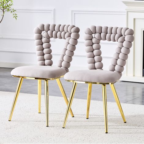 Stuhl Esszimmerstuhl modern Samt Metall 2er OKMYHOME (1/5)