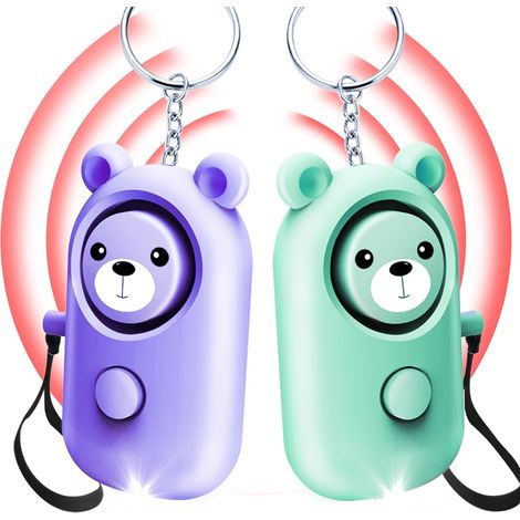 Alarme personnelle, porte-clés, 130 dB, multifonction avec lumière LED, sirène sonore de sécurité portable, 2 pièces (1/5)