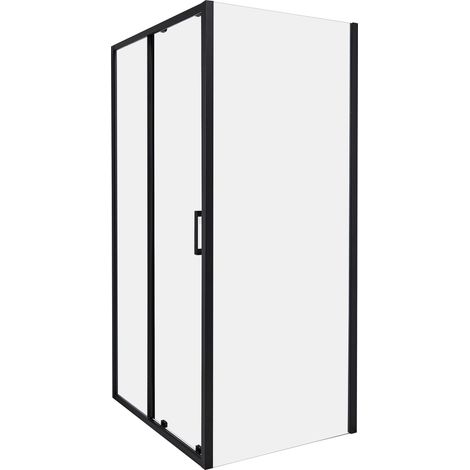 Cabina de ducha vidrio templado una puerta negro 80 x 100 x 185 cm Yoro