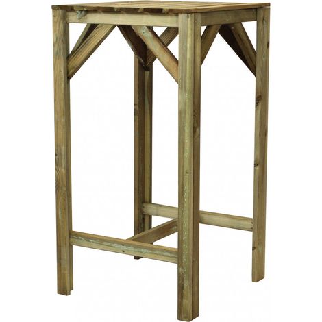 Tavolo bar pub e locali alto da esterno 60x60x110 cm in legno di pino impregnato verniciabile Trender (1/4)