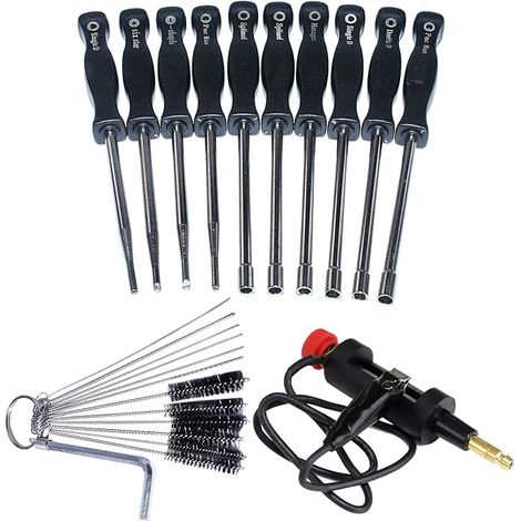 Juego de 10 herramientas para ajuste de carburador, probador de chispa de bobina de encendido para motores pequeños de 2 tiempos (compatible) (1/5)