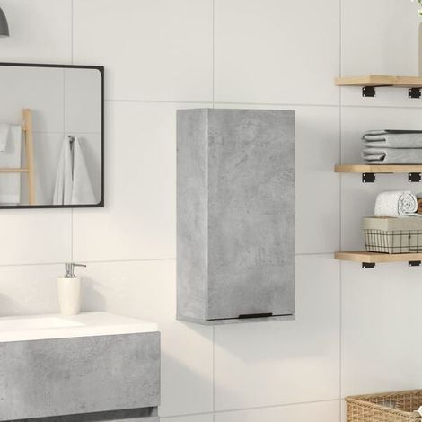 Meuble de Salle de Bain Suspendu en Béton Gris 32x20x67 cm - Rangement Mural Moderne et Compact avec Étagère, Idéal pour Petit Espace (1/5)