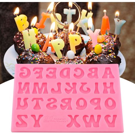 Silikon-Kuchenformen in Buchstabenform, Fondant- und Schokoladenform zum Dekorieren (rosa) (1/5)