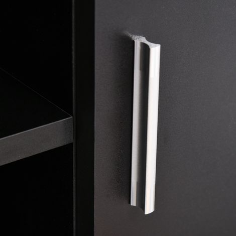 Meuble télévision noir style classique, 2 étagères + 2 armoires, support mobile pour écran, parfait pour salon. (1/5)