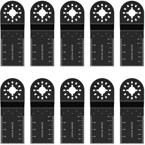 Lot de 10 lames de scie oscillantes HCS pour outil multifonction, idéales pour la découpe du métal, du bois et du plastique. (1/5)