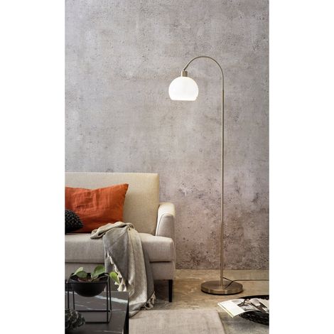 Lampadaire design moderne en métal argenté brillant et abat-jour en plastique mat E27 - PANGIVO (1/2)