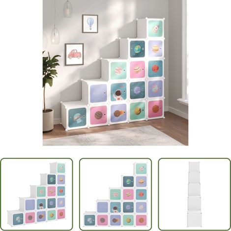 Rangement enfants -  Armoire de rangement pour enfants avec 15 cubes Blanc PP (1/5)