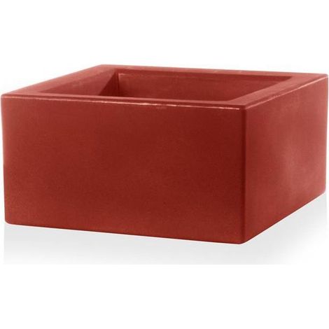Moderner Vase "Cubo Schio Basso" Essential aus Kunststoff für Garten und Blumen und Pflanzen -Kardinalrot (1/5)