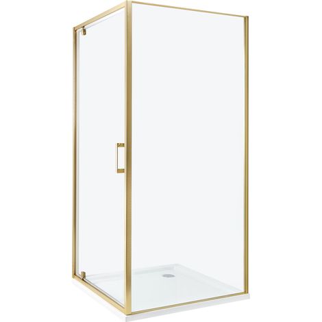 Cabina de ducha cuadrada de vidrio templado una puerta dorado 90 x 90 x 185 cm Darli