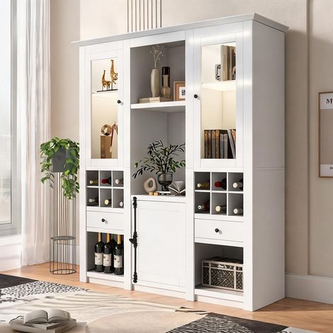 Vitrine blanche avec éclairage LED et rangements en MDF (1/5)