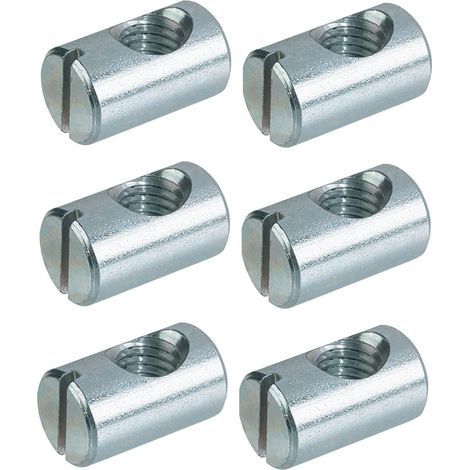 6x ferrure d'assemblage filetage M6 x longueur 20mm x 12mm acier écrou connecteur meuble bois lit bébé berceau table chaise armoire étagère goujon excentrique (1/3)