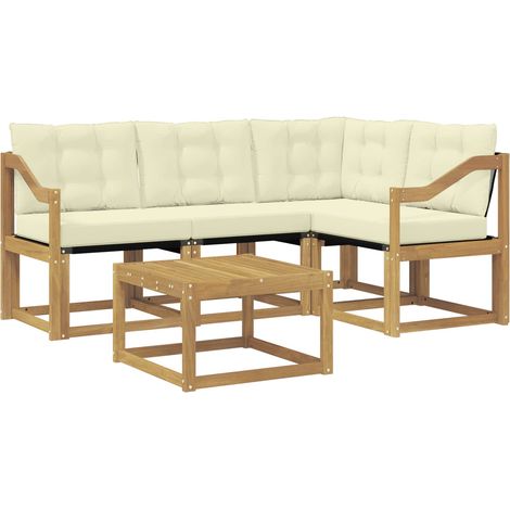 Outdoor Sofa Set with Cushion 5 pcs White and Cream vidaXL