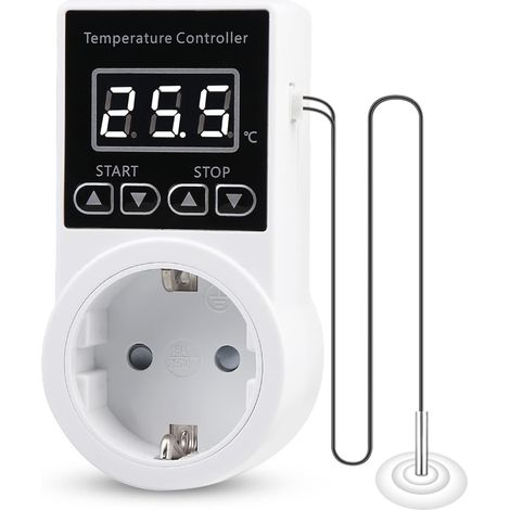 Digitale Thermostat-Temperaturregler-Steckdosen: Heizungsthermostat mit NTC-Sonde für Heizgeräte, digitale Thermostat-Steckdose für die Gewächshauskühlung