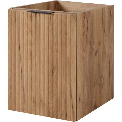 Furnidea - Meuble bas de salle de bain à suspendre FLOW CHÊNE 40 cm- une porte - façades rainurées (1/5)
