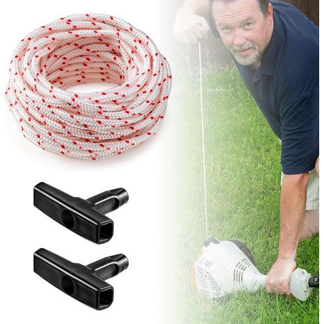 Câble de traction électrique de 10 m pour tondeuse à gazon, avec 2 poignées de démarrage, pièces de rechange pour tondeuse à gazon, araignée, démarreur de 3,5 mm, corde de démarrage, câble Bowden (1/5)