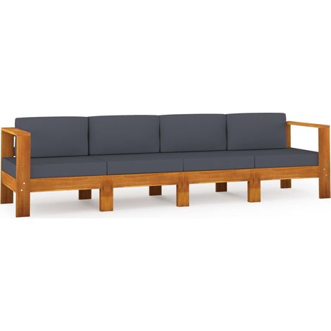 Maison Exclusive - Divano da Giardino 4 Posti Cuscini Grigio Scuro Legno di Acacia