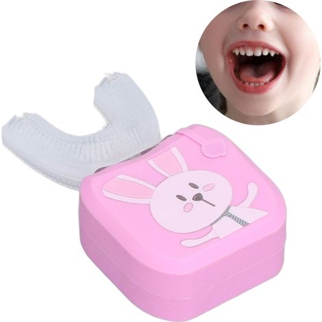Brosse à dents électrique en forme de U Lapin rose, brosse à dents pour enfants, bain de bouche, rechargeable, brosse à dents à poils souples, brosse à dents pour bébé, brosse à dents pour enfants plu (1/5)