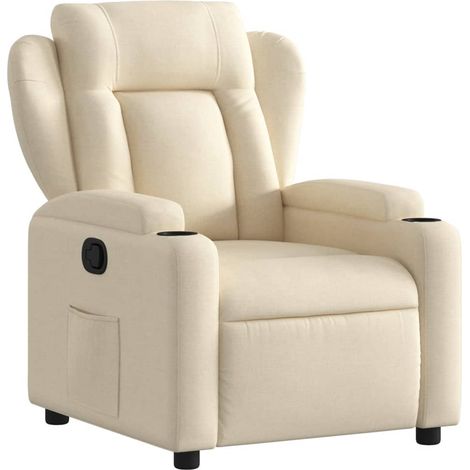 Sillón reclinable de tela color crema vidaXL
