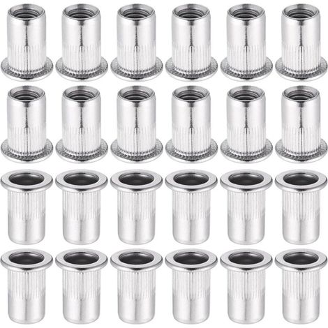60 Pièces 304 Ecrou a Sertir M8 en Acier Inoxydable Tête Plate Ecrou Aveugle Rivet Fileté Ecrou a Rivet pour pince à insert fileté