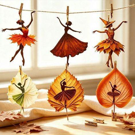 Calendrier de l'Avent 2026 « Feuilles d'automne et ballerines », 24 décorations suspendues en acrylique 2D représentant des danseuses de ballet, ornements féériques pour le sapin de Noël. (1/5)