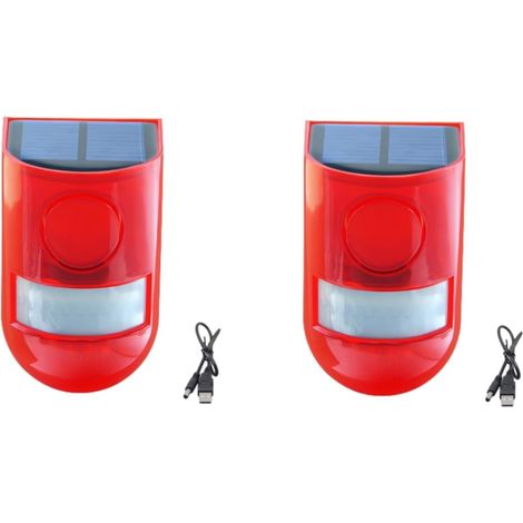 Allarme solare da esterno con suono e luce, rilevatore di movimento, dispositivo impermeabile, sirena da 110 dB, avviso lampeggiante, suono della pistola di sicurezza e abbaio del cane.