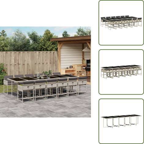 Ensemble à manger de jardin et coussins 13 pcs gris clair rotin - Salon De Jardin - Meuble De Jardin - Set De Jardin - Table De Jardin - Chaises De Jardin (1/5)