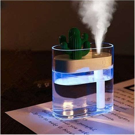 Humidificateur d'air 160ml Air Humidifier Clair Cactus Couleur Lumière USB Huile Essentielle Diffuseur Voiture Purificateur Aroma Mist Maker Diffusor Mini Humidificateur (Color : Clear) Clear - (1/5)