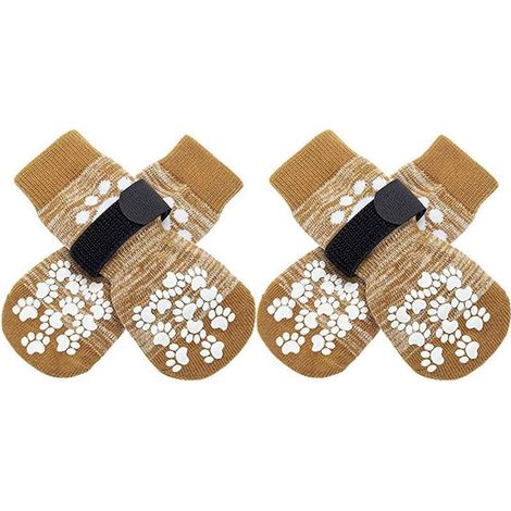 Chaussettes Pour Chien - Non Glissantes - Pour Protection Des Pattes Blessées - Pour Sol Dur - Taille Grande - Lot De 4 Paires (1/5)