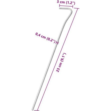 vidaXL Piquets de tente 50 pcs 23 cm Ø4 mm acier galvanisé, piquet de sol, ancrage au sol, piquet de camping résistant, 4009330 (1/4)