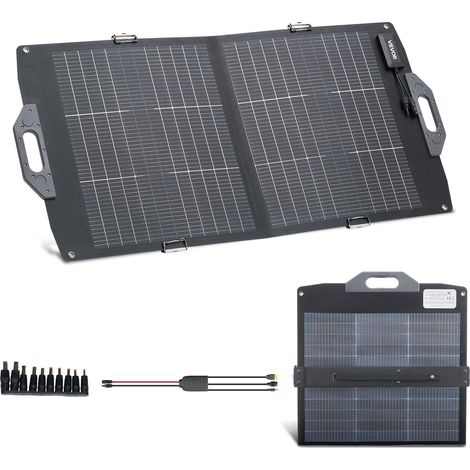 VEVOR Placa Solar Plegable 100W, Panel Solar  Portátil con Celula Fotovoltaica Bifacial, Salidas de USB MC4 DC, IP65 Impermeable, Compatible con Estaciones de Energía Autocaravanas Acampada Viajes (1/5)