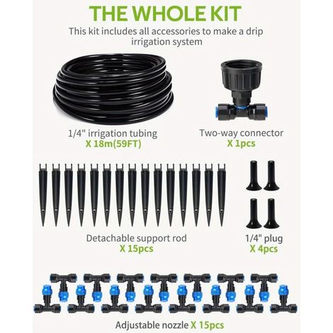 Kit irrigation goutte à goutte 360 degrés réglable facile à installer économie d eau pour serre cour extérieure (1/4)