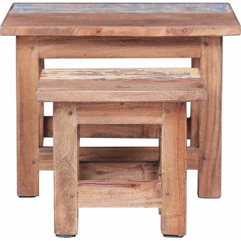 Maison Exclusive - Tables gigognes 2 pcs bois d'acajou massif (1/5)
