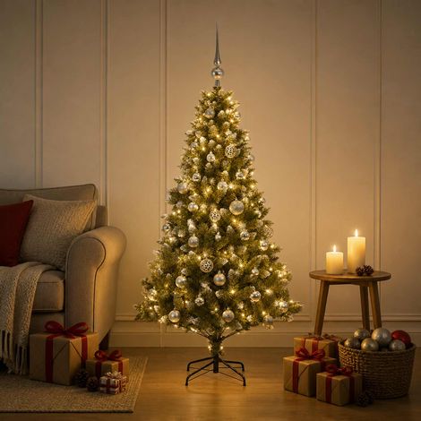 vidaXL Artificial Christmas Tree with Bauble 120 cm 150 LEDs (1/5)