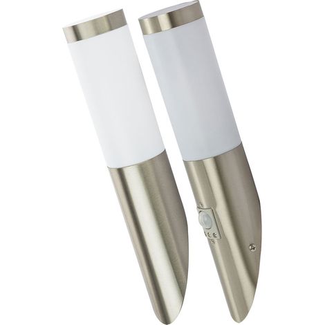 Lampada da parete per esterni con rilevatore di movimento, lampada per facciate, lampada da terrazza, lampada da giardino in acciaio inox, 1x E27, PxA 7,6 x 39/40,5 cm, set da 2 (1/5)