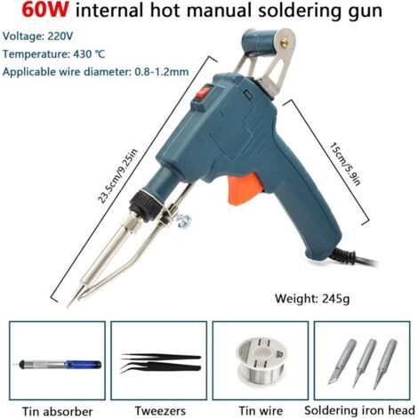 NALOOKAMIC Fer à Souder Kit de Soudage Electrique, 60W Pistolet à Souder Outil de Soudage à Une Main Fil à Souder et Pompe à Dessouder pour L'électronique et Les Réparations, Fer à Souder Etain Pour B